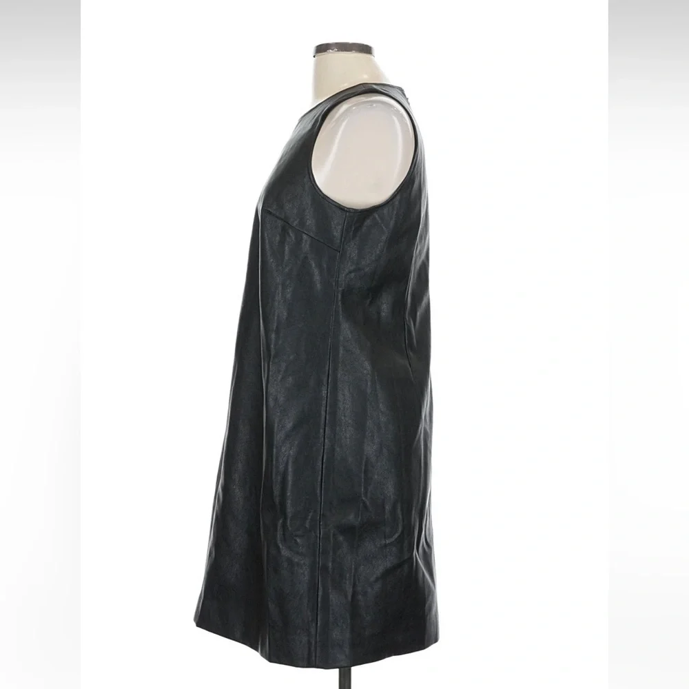 NWT! J. Crew Black Faux-Leather Sleeveless Shift Dress. Size 10.